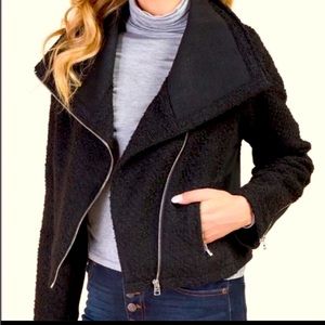 Francesca’s bocule black moto jacket